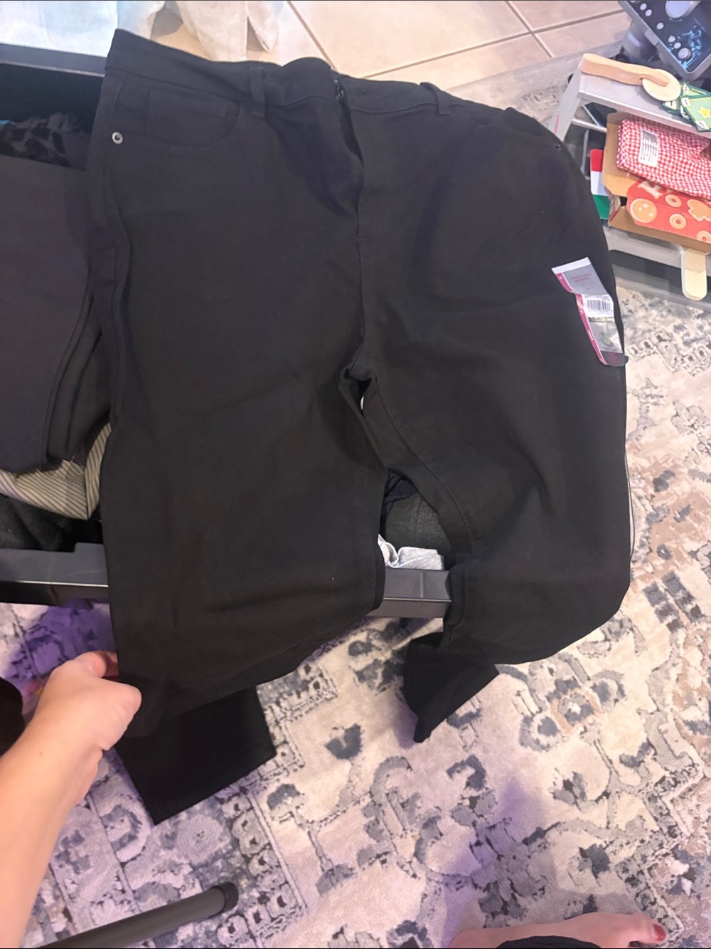 Kids Black Stretch Pants - high rise skinny